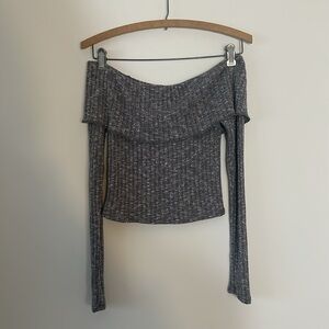 Urban Outfitters Off-The-Shoulder Grey Knit Top - Size Small